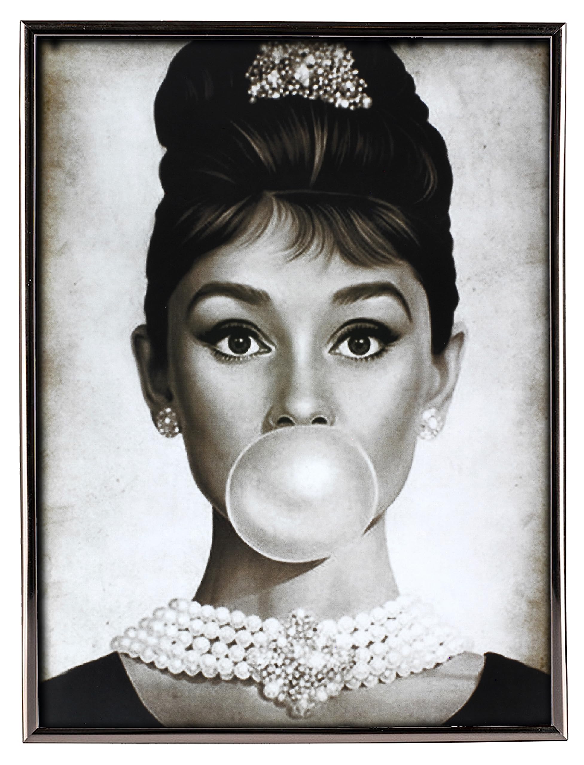 Poster Toile Audrey Hepburn - Photo Iconique En Noir & Blanc, Déco Murale Moderne