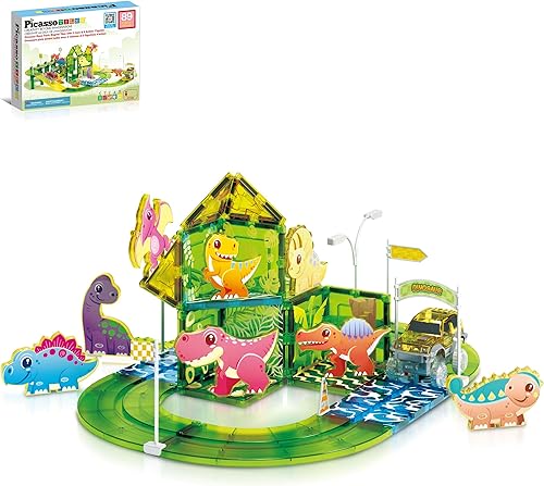 PicassoTiles PTR02 - PTR02 - Juego de 8 figuras de acción magnetizadas con imán de dinosaurio, 2 figuras de acción magnetizadas, kit de letreros de PicassoTiles PTR02 - PTR02 - Juego de 8 figuras de acción magnetizadas con imán de dinosaurio, 2 figuras de acción magnetizadas, kit de letreros de