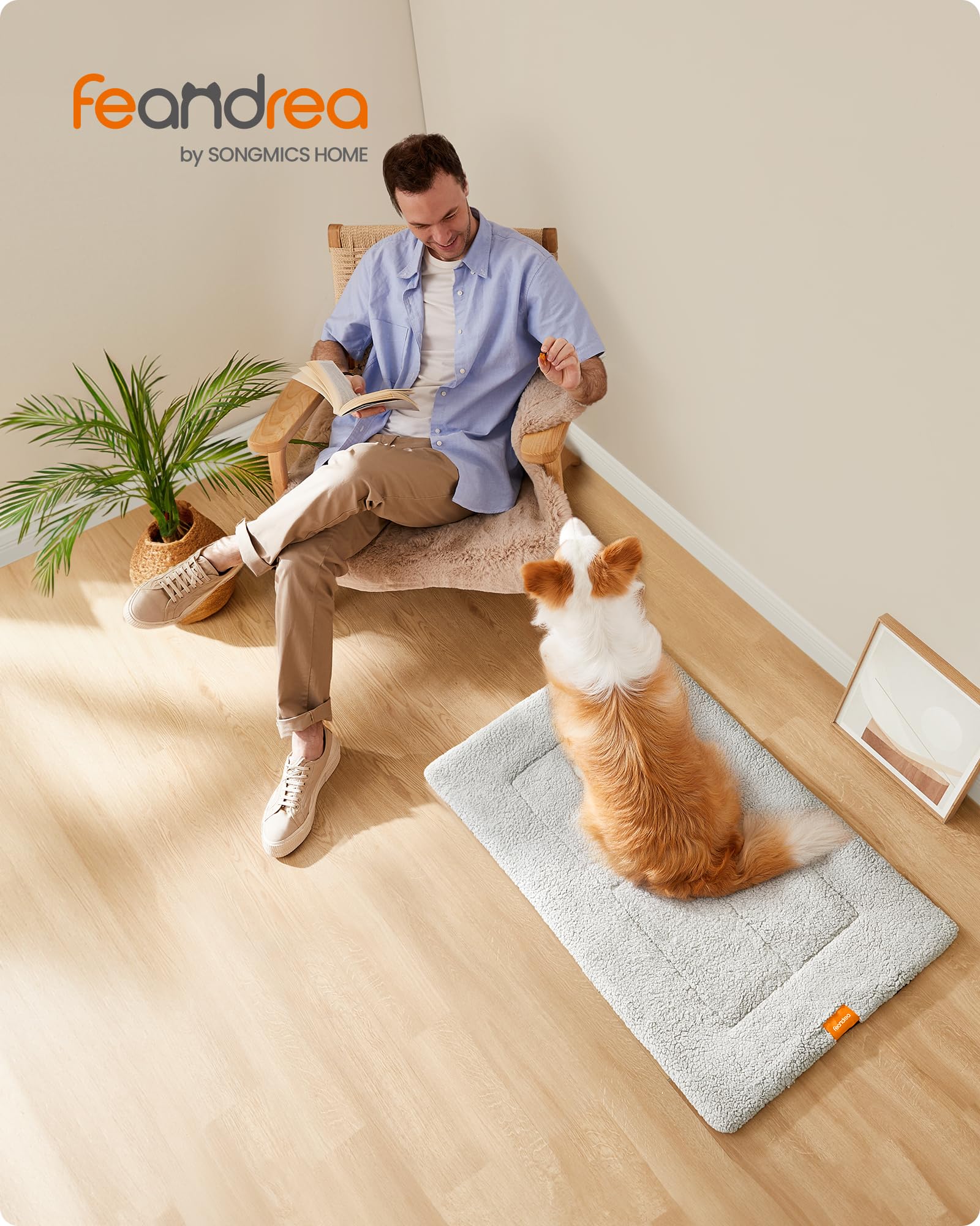 Feandrea Warm Dog Cat Bed, Dog Mattress for Crate Pet Blanket for Dogs and Cats 105 x 70 cm, XL - Image 2