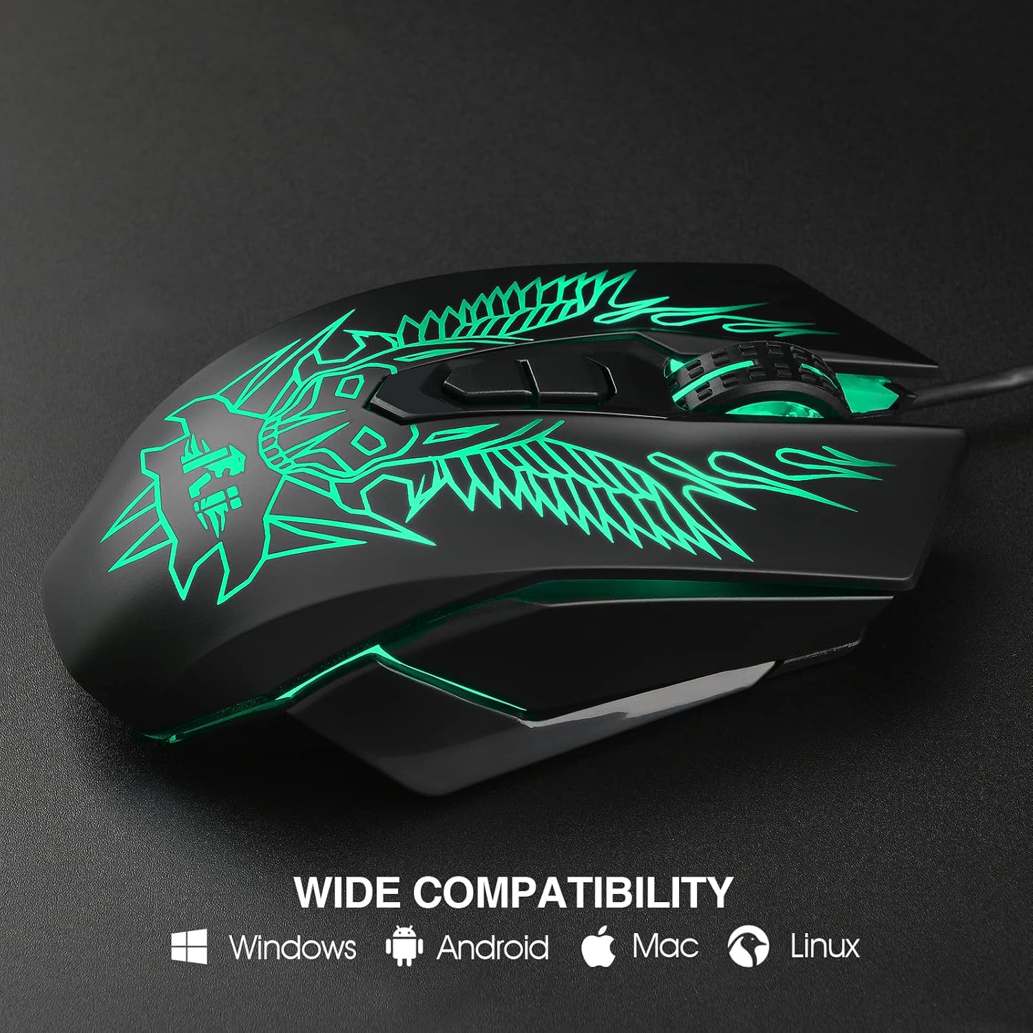 Rii Wired Gaming Mouse,Ergonomic Optical Mice with RGB Backlit,6 Programmable Buttons,1200 to 12800 High-Precision Adjustable DPI,Ergonomic PC Gaming Mouse for Windows PC Laptop Gamers(Black)