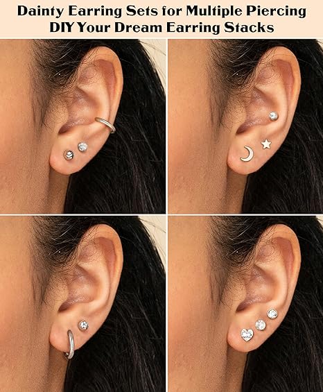 Little Stud Hoop Earrings - Black Spinel - Roségoudkleur