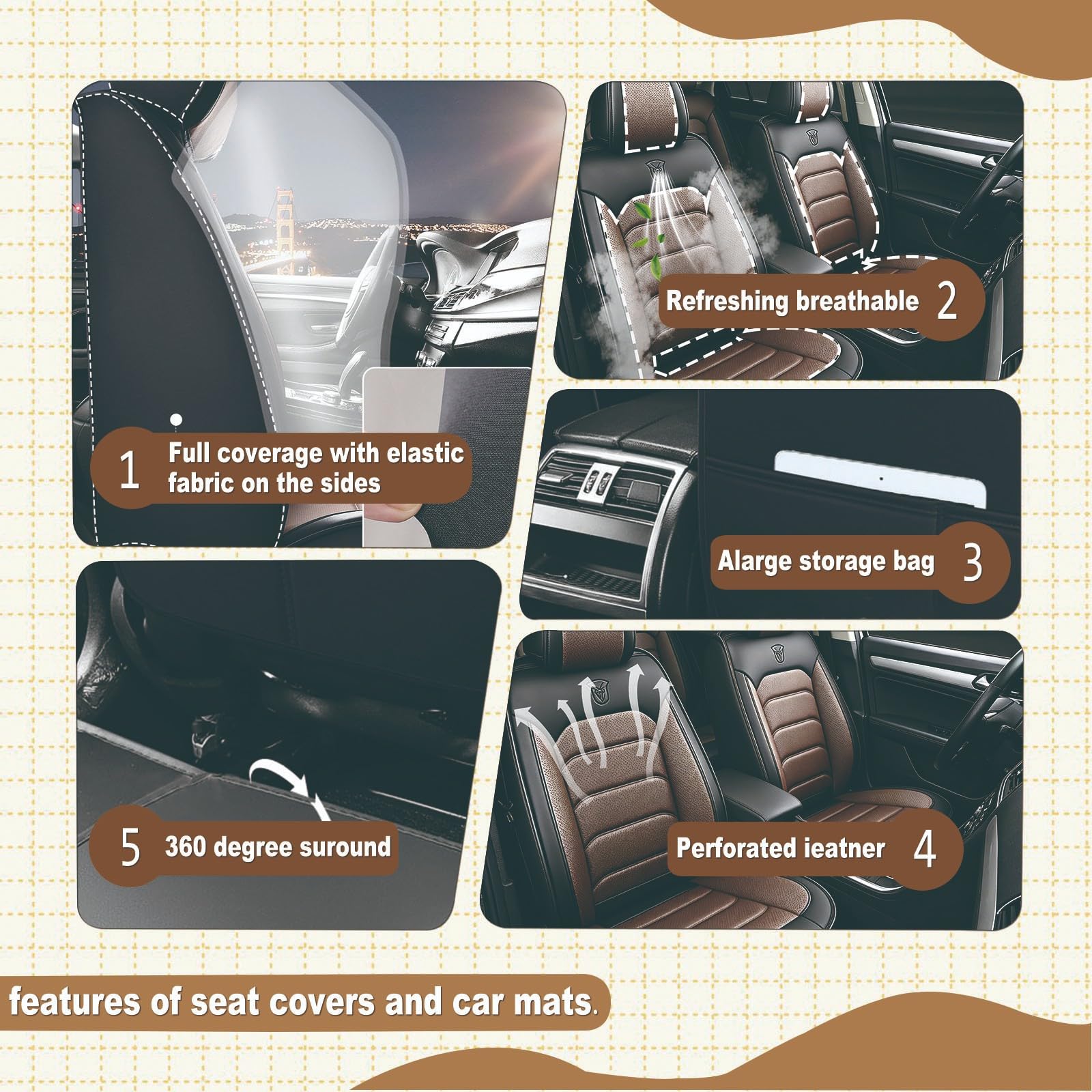 Funda Asiento Coche para Jeep Avenger 2024,Protector De Asiento Delantero para Delantero Y Trasero,Apto para Todas Las Estaciones,Impermeable Y Transpirable