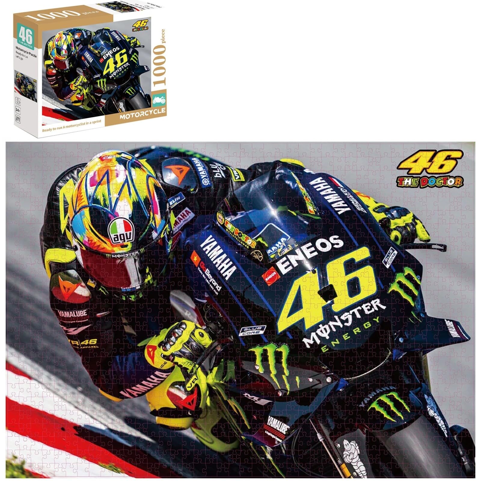 HTLNUZD 1000 Pieces Paper Jigsaw Puzzles Racing Motorcycle Home Decor Adults Puzzle Games Family Craft Gift (46Rossi)