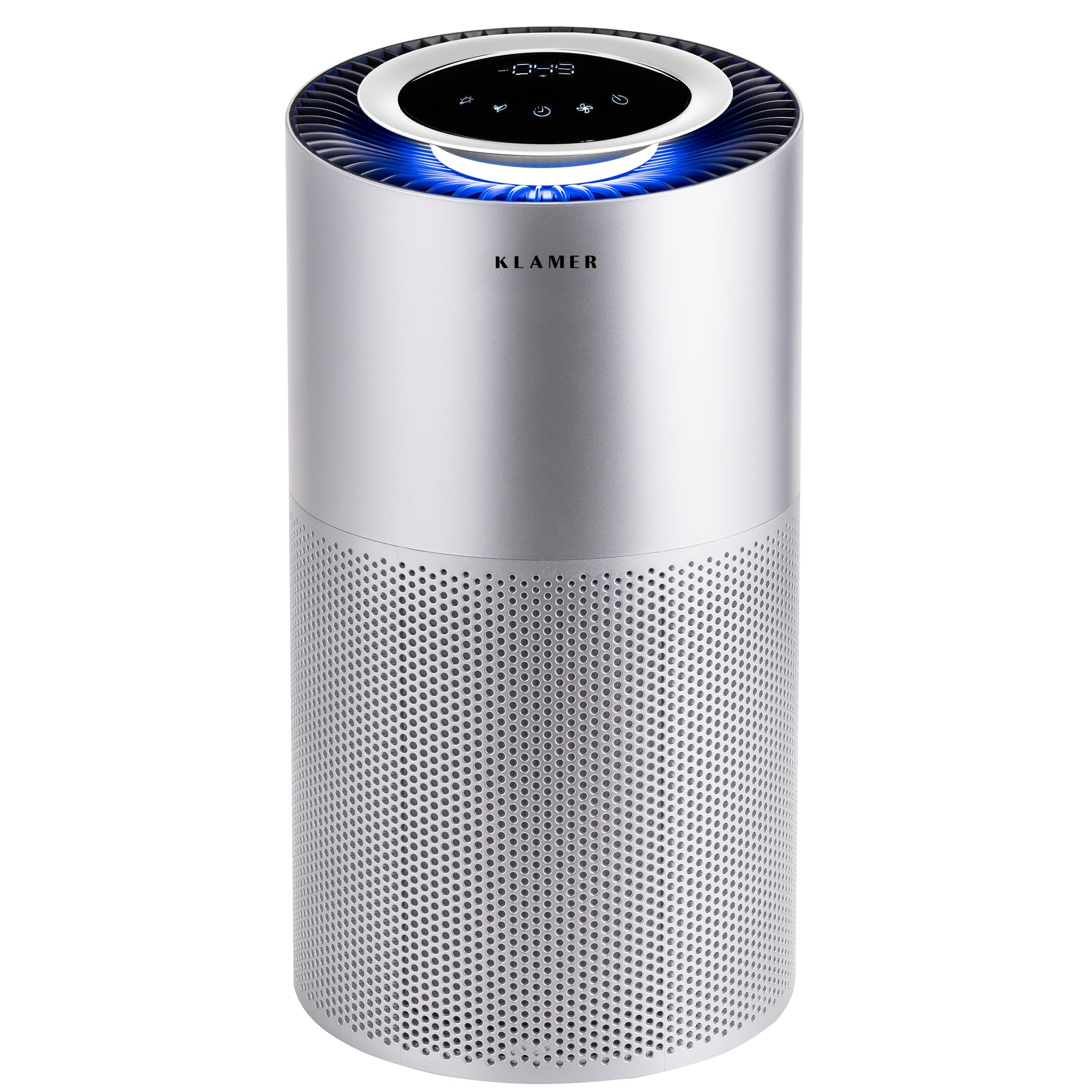 KLAMER Luftreiniger 600i, 3-in-1-Filter, UV, CADR 450 m³/h, 55 m², Silber