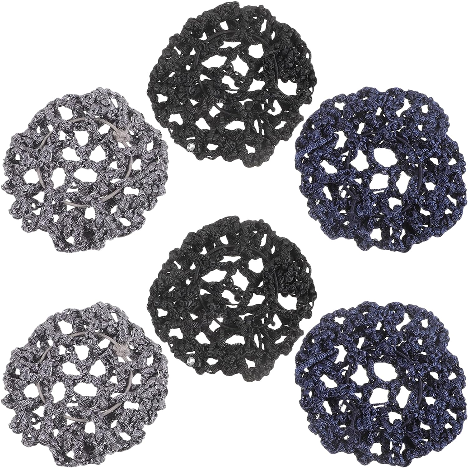 Mipcase 6pcs Rhinestone Hair Bun Covers Elegant Elastic Hair Nets for Women for Dance Ballet and Casual Occasions and Smooth Texture Present for Friends