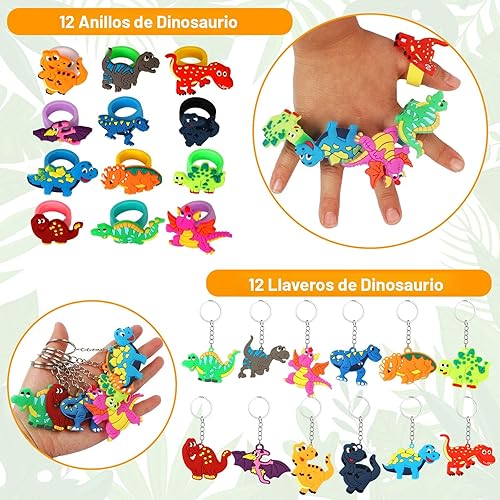 Miniatura 5 de 230 recuerdos de fiesta de dinosaurios, suministros de fiesta de cumpleaños de dinosaurios y bolsas de regalos para cumpleaños de niños,