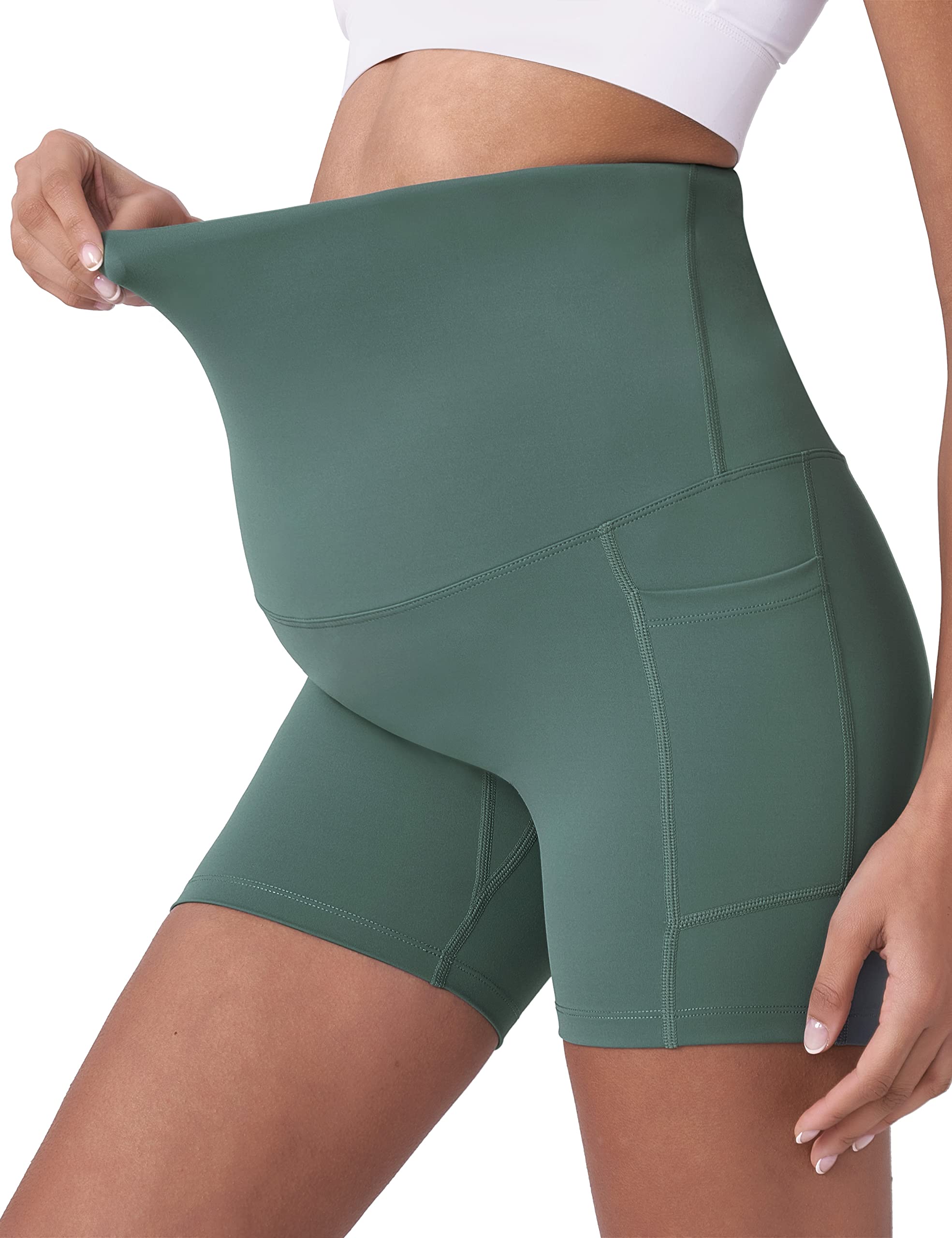 POSHDIVAH Short de Yoga de maternité pour Femme avec Poches 12,7 cm/20,3 cm
