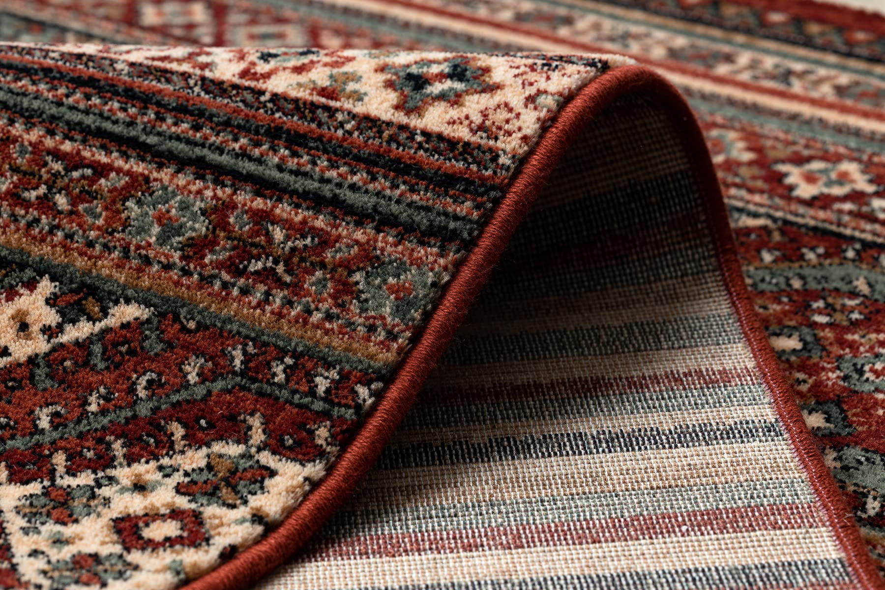 Tapis en laine KASHQAI ethnique, 100% Laine, Classique, bordeaux 135x200 cm
