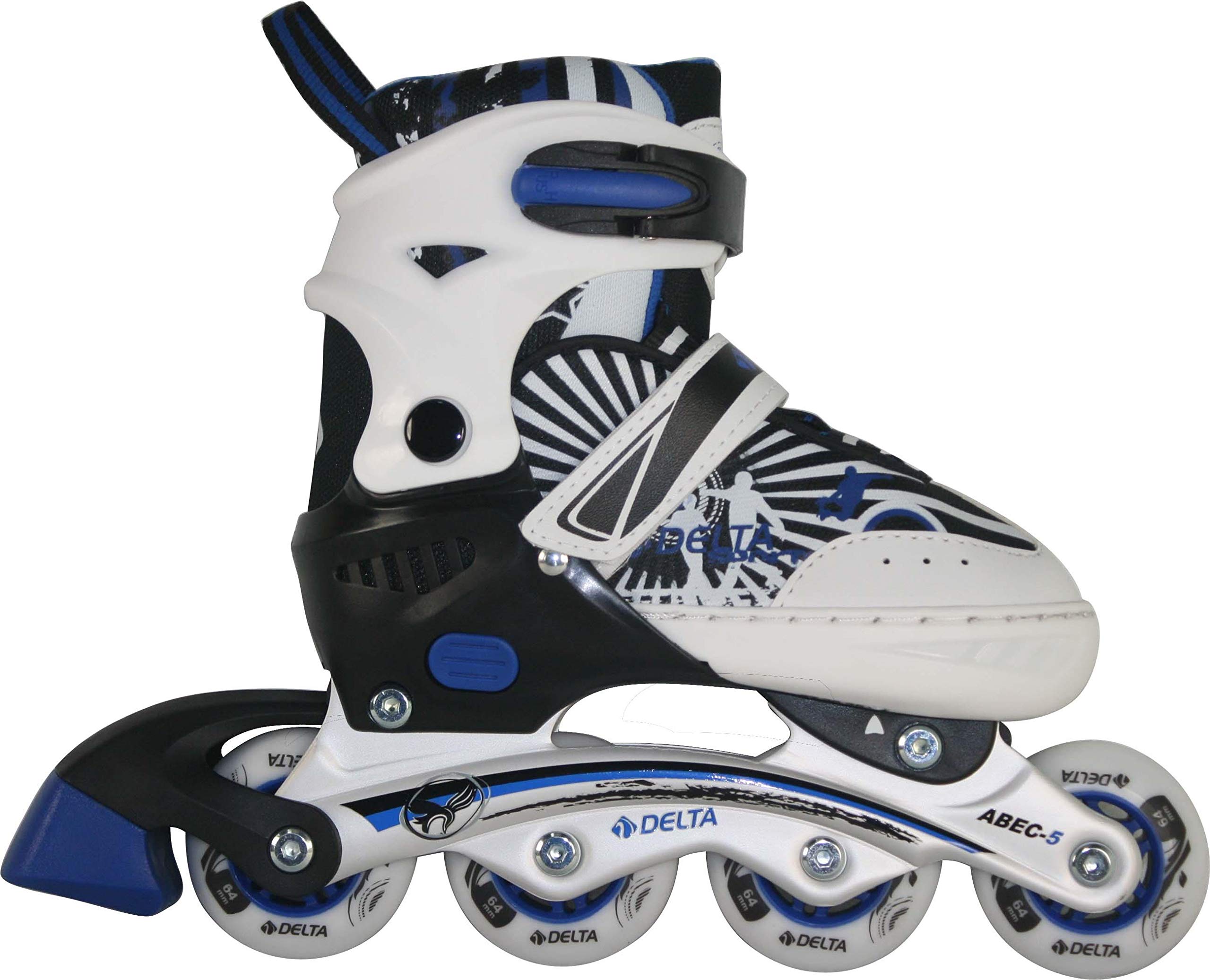 Delta Inline Skate Silikon Teker Ayarlanabilir Alüminyum Paten, Mavi, 30-33