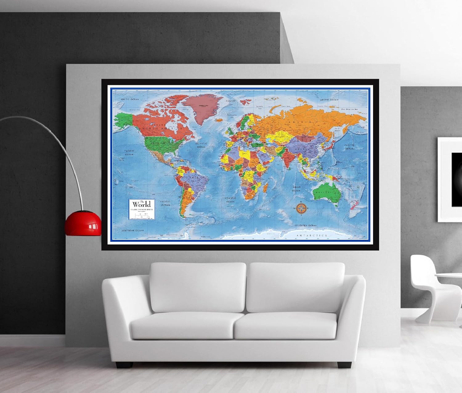 48" x 78" World Classic Wall Map Poster Mural XXL