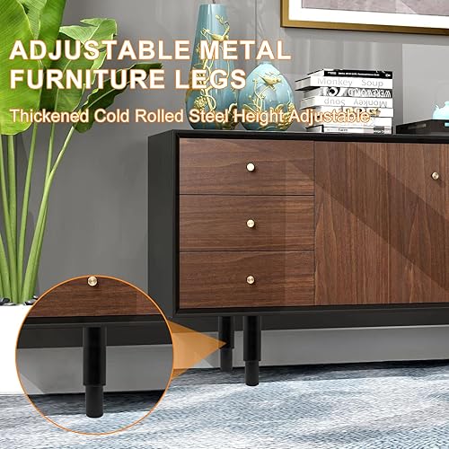 Miniatura 5 de 4 patas ajustables para muebles de 4.72 a 7.09 pulgadas, patas de metal para sofá, patas de gabinete, patas de soporte de altura ajustable para