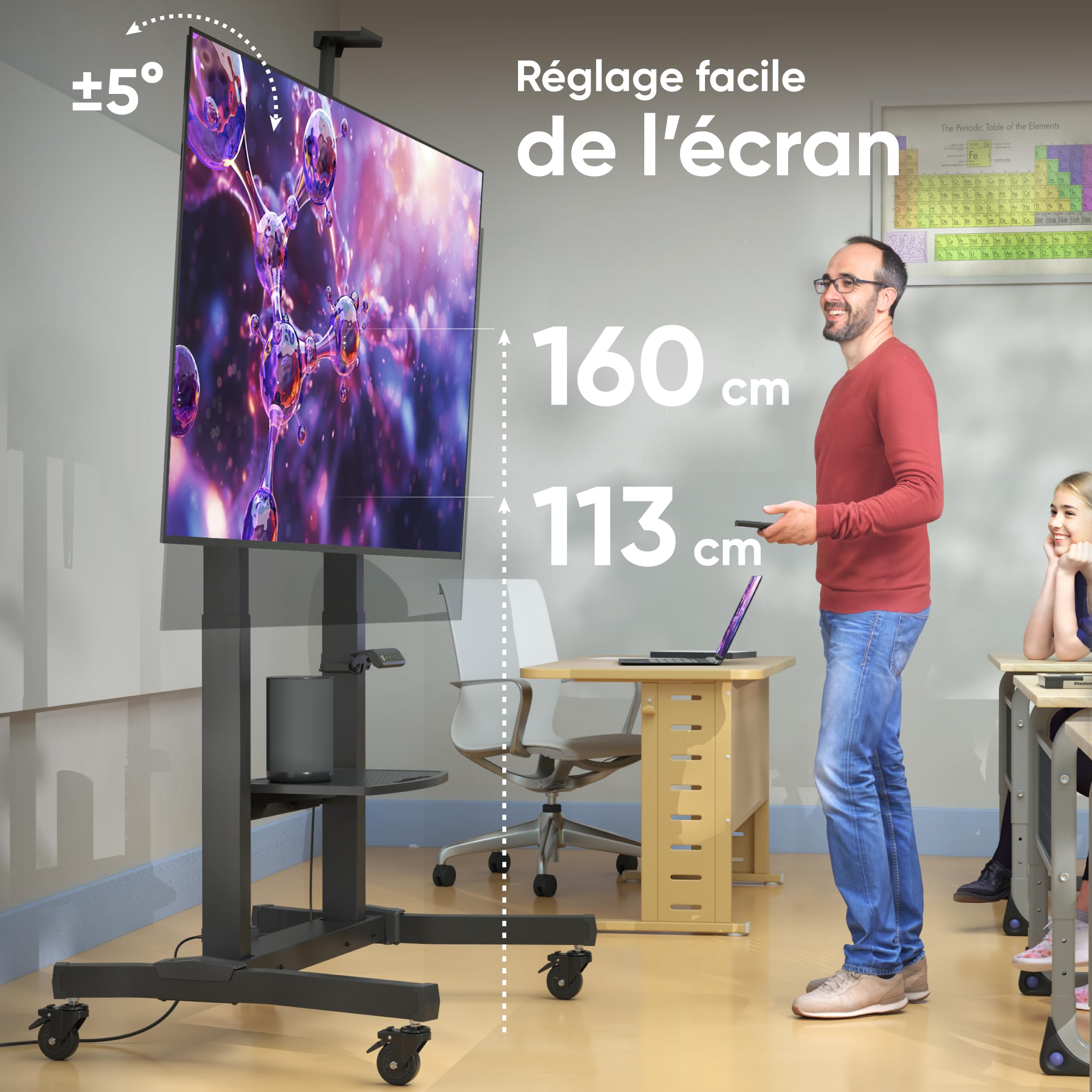 ONKRON Support TV Motorisé 50"-100", 120 kg, Max VESA 1000x600, TS1991E-B
