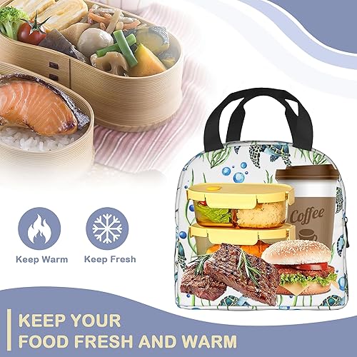 Miniatura 5 de Lonchera térmica con diseño de tortugas marinas en acuarela, lonchera reutilizable para mujeres y hombres, bolsa térmica térmica para niños,