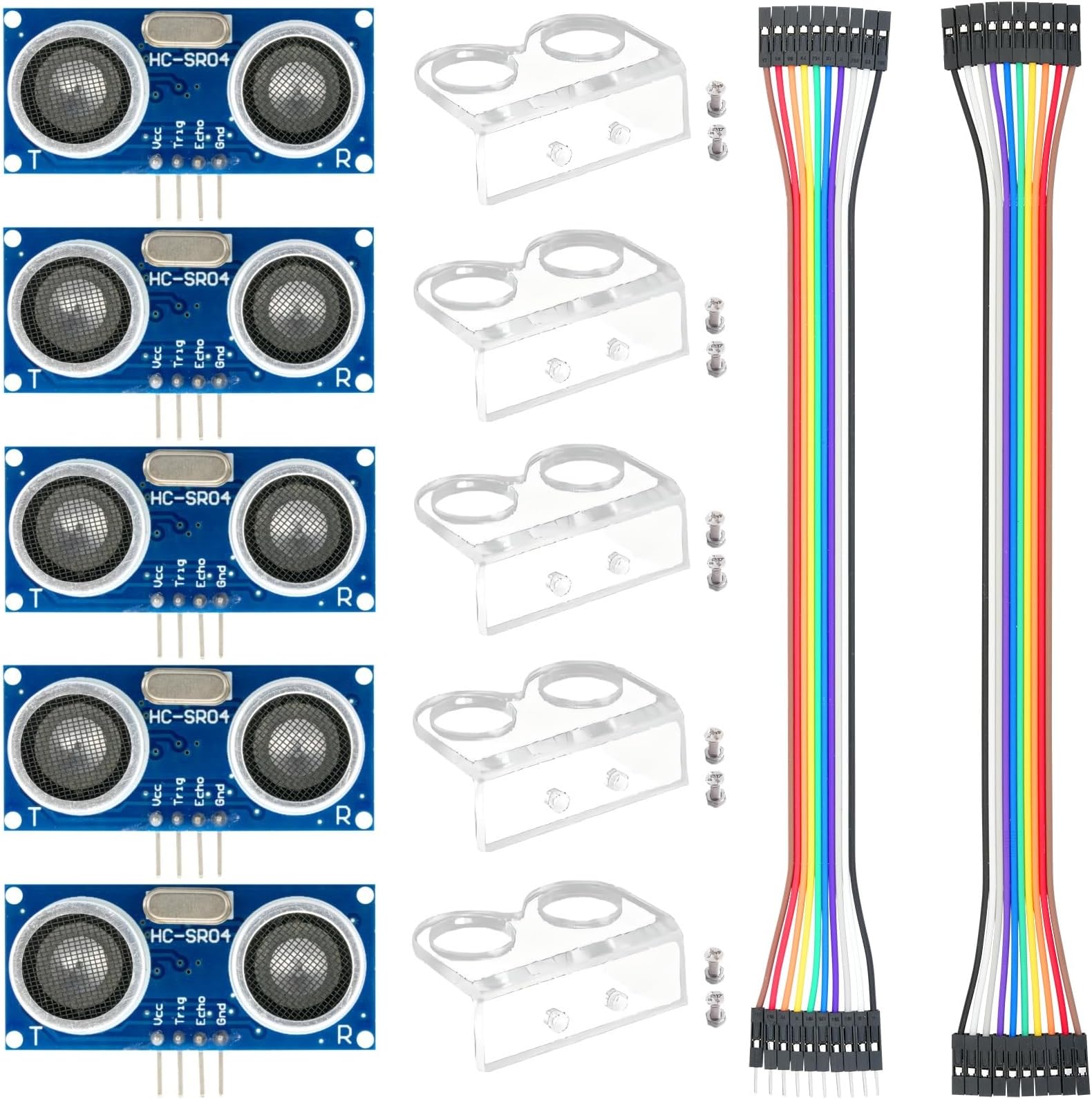 5 Pcs HC-SR04 Ultrasonic Sensor Module Compatible with for Arduino R3 UNO MEGA XBee Nano Robot with 5Pcs Mounting Bracket