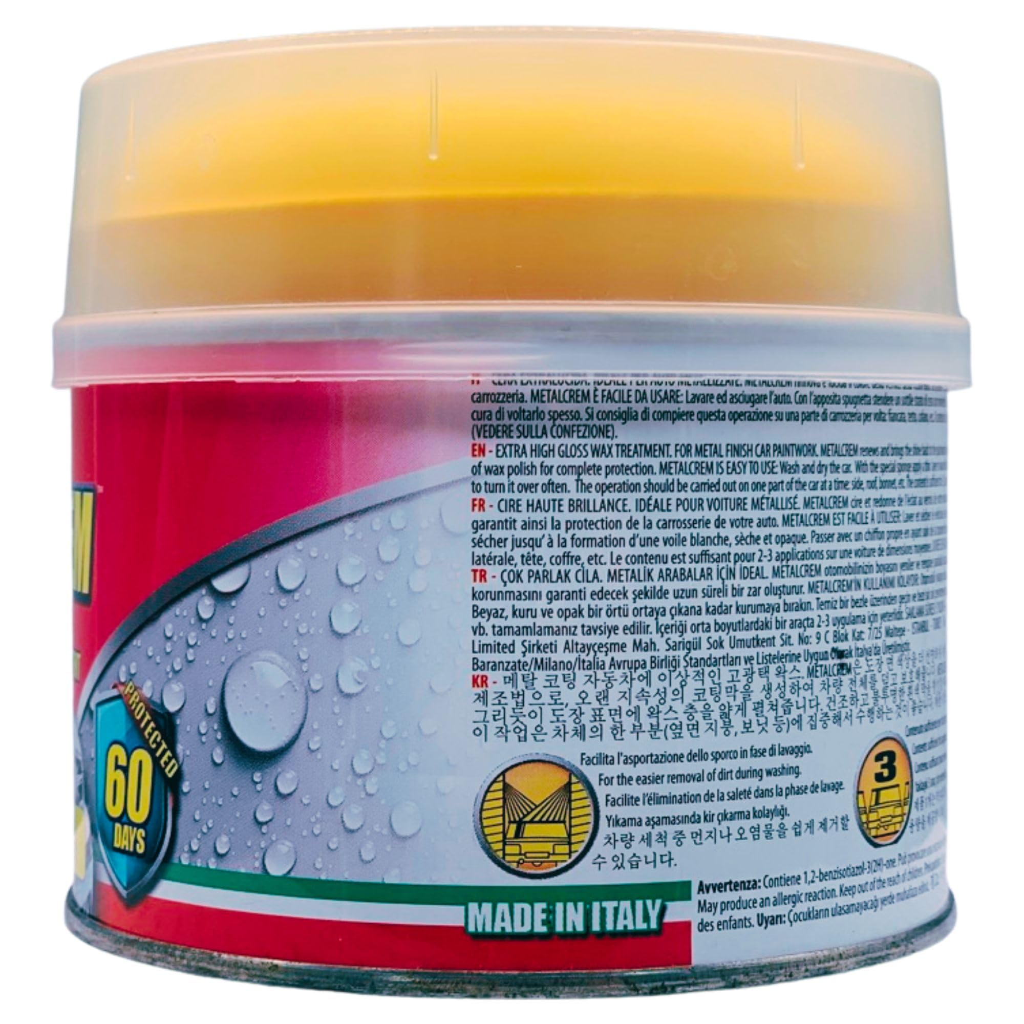 Cera Extralucida METALCREM, Ideale Per Auto Metallizzate. Rinnova e Lucida Il Colore Dell'Auto, Crea Una Pellicola Protettiva 250ml (4 Unità)