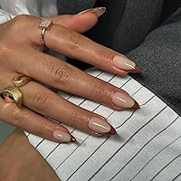 Vista 38 de 30 Uñas Postizas de Punta Francesa Negra a Presión, Uñas de Almendra Cortas para Presionar, Uñas Postizas Cortas en Forma de Almendra, Uñas