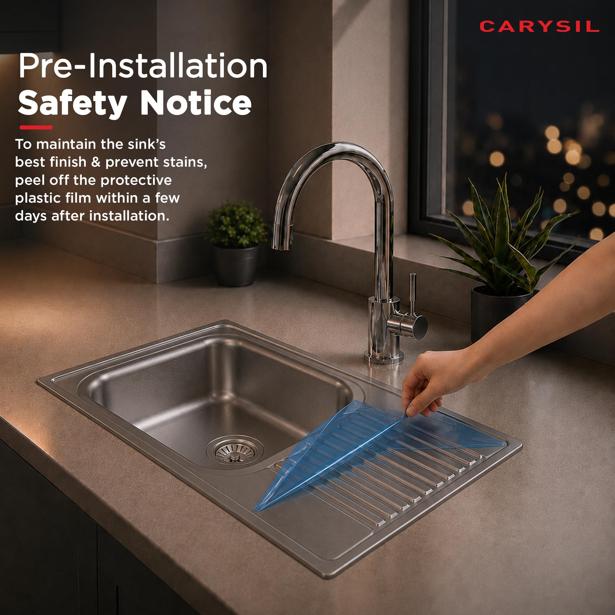 Carysil VSG Pro Stainless Steel Sink - Deep Bowl, FREE SHIPPING -6