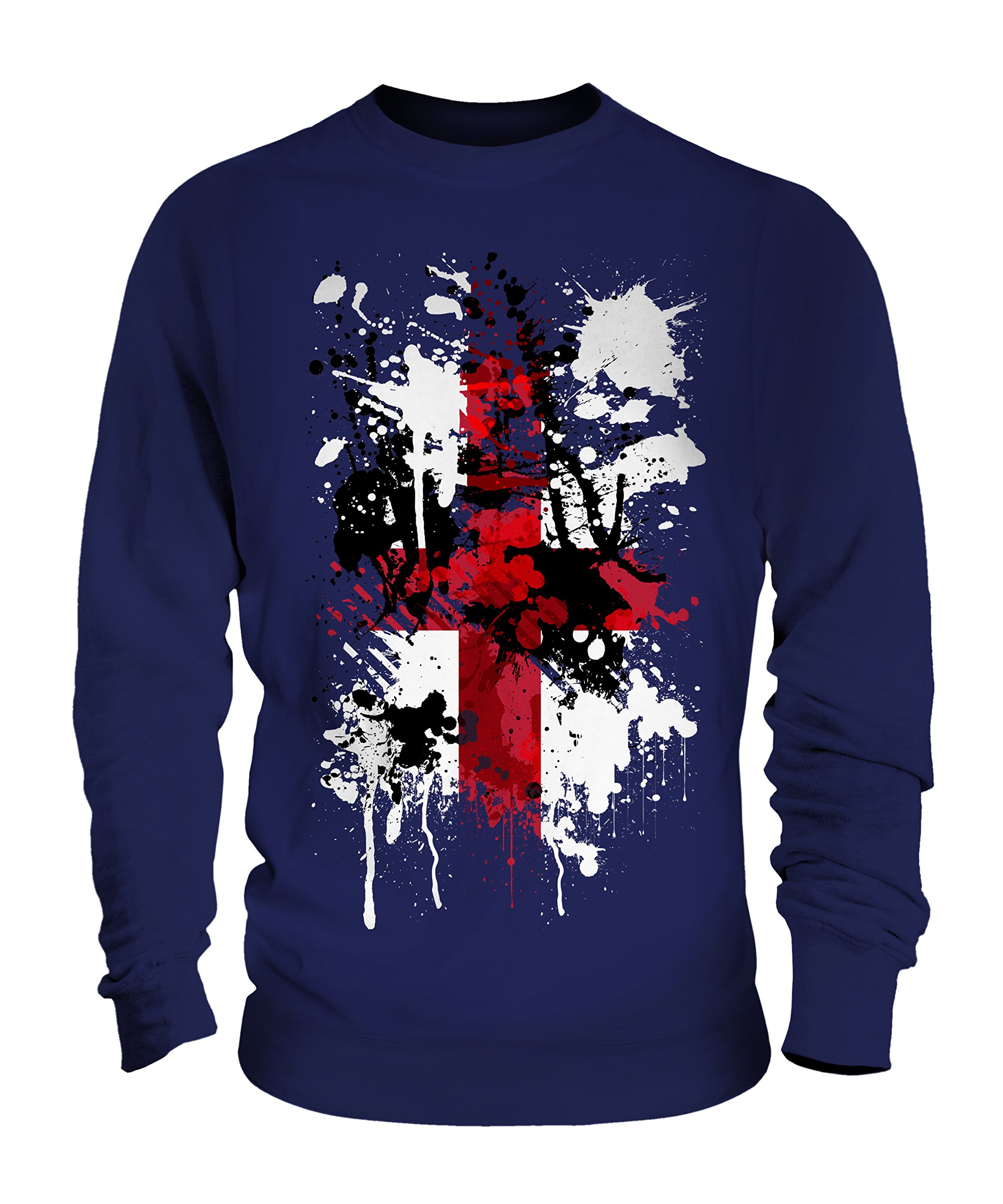 Candymix - Anglia krzyż św. Jerzego abstrakcyjny nadruk flagi - bluza unisex męski damski sweter sweter top, granatowy, 3XL