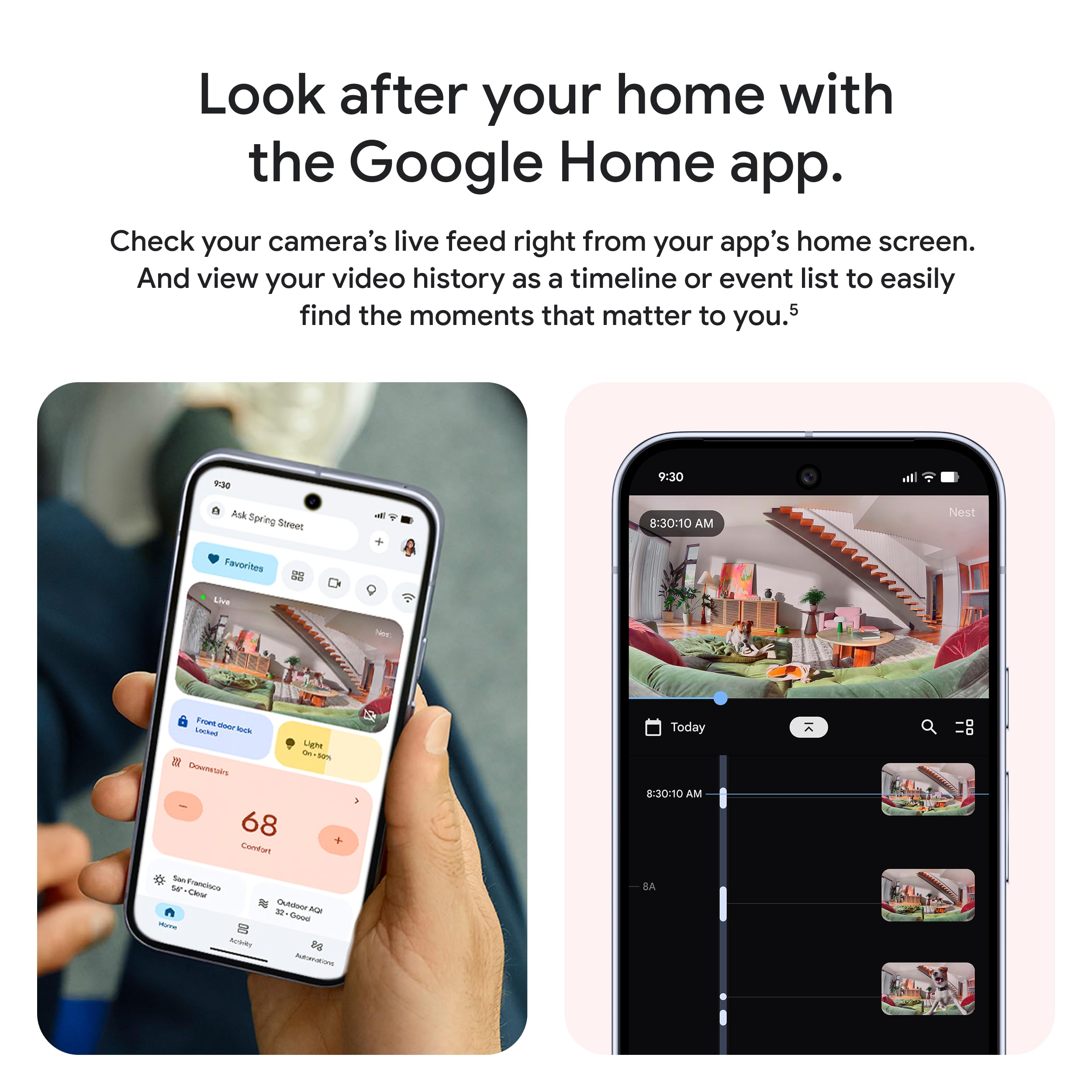 Google Nest Cam Indoor (Wired, 3rd Gen) - Security Camera with 2K Video and Gemini, Night Vision, 2-Way Audio, Works with Google Home - 2025 Model - Snow