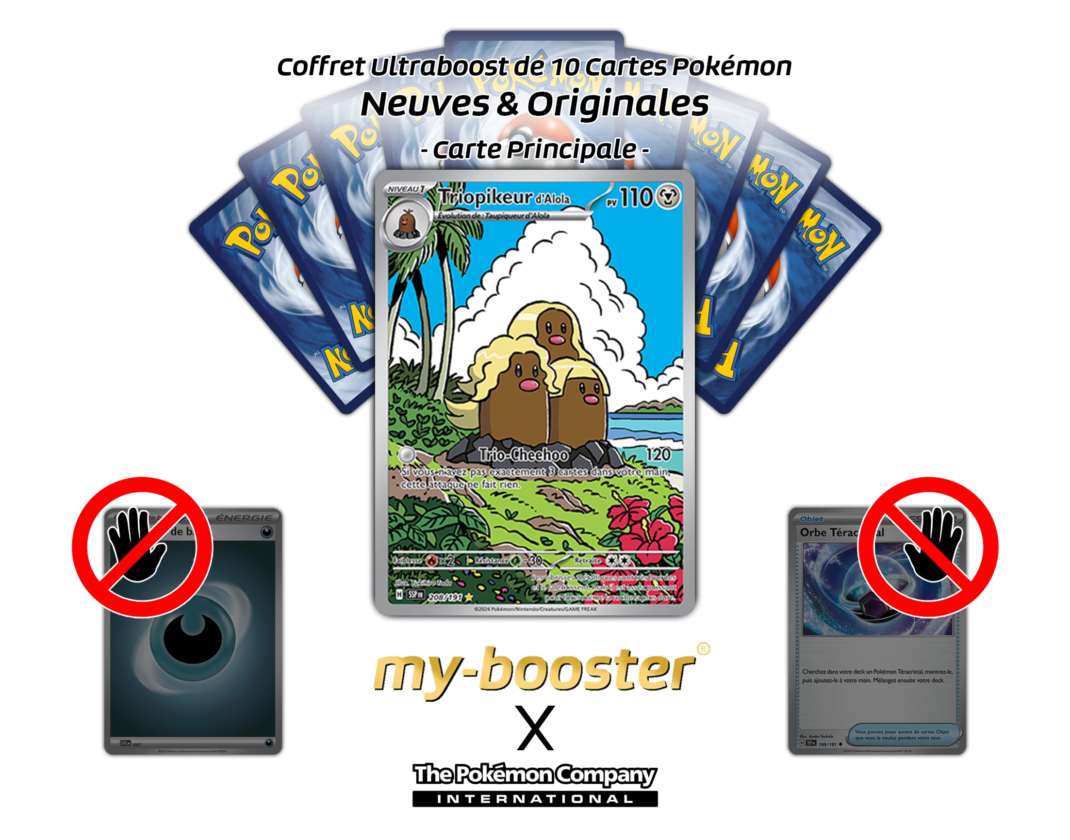 my-booster Triopikeur d'Alola (Dugtrio di Alola) 208/191 Alternativa Pokémon Gallery Secreto X Écarlate et Violet 8 - Étincelles Déferlantes Box di 10 carte Pokémon Francese