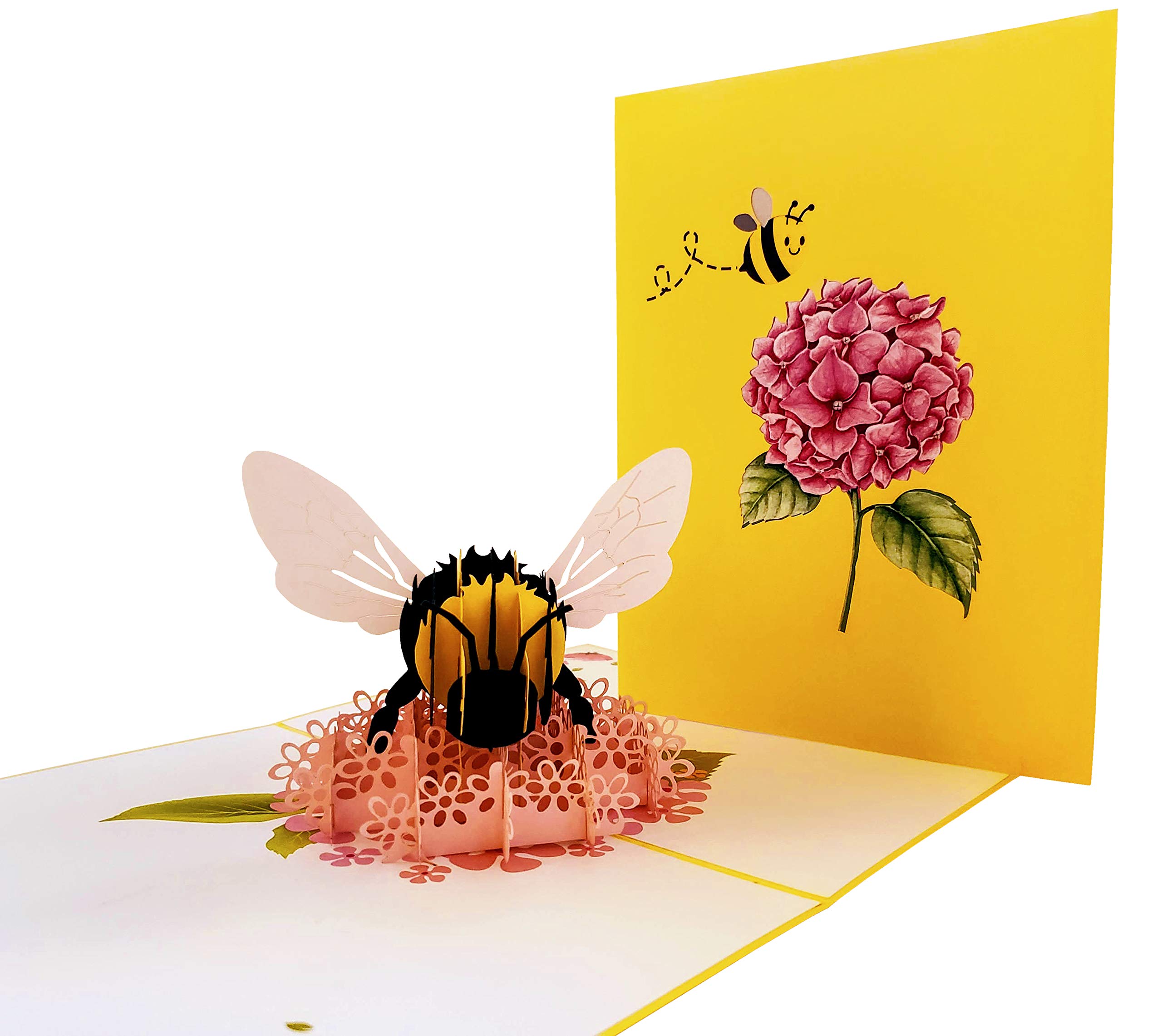 iGifts And Cards Happy Floral Bee 3D-Pop-Up-Grußkarte – Thinking of You, Happy Birthday, Muttertag, Get Well Soon, Miss You, Congratulations, Love, Cute, Fun