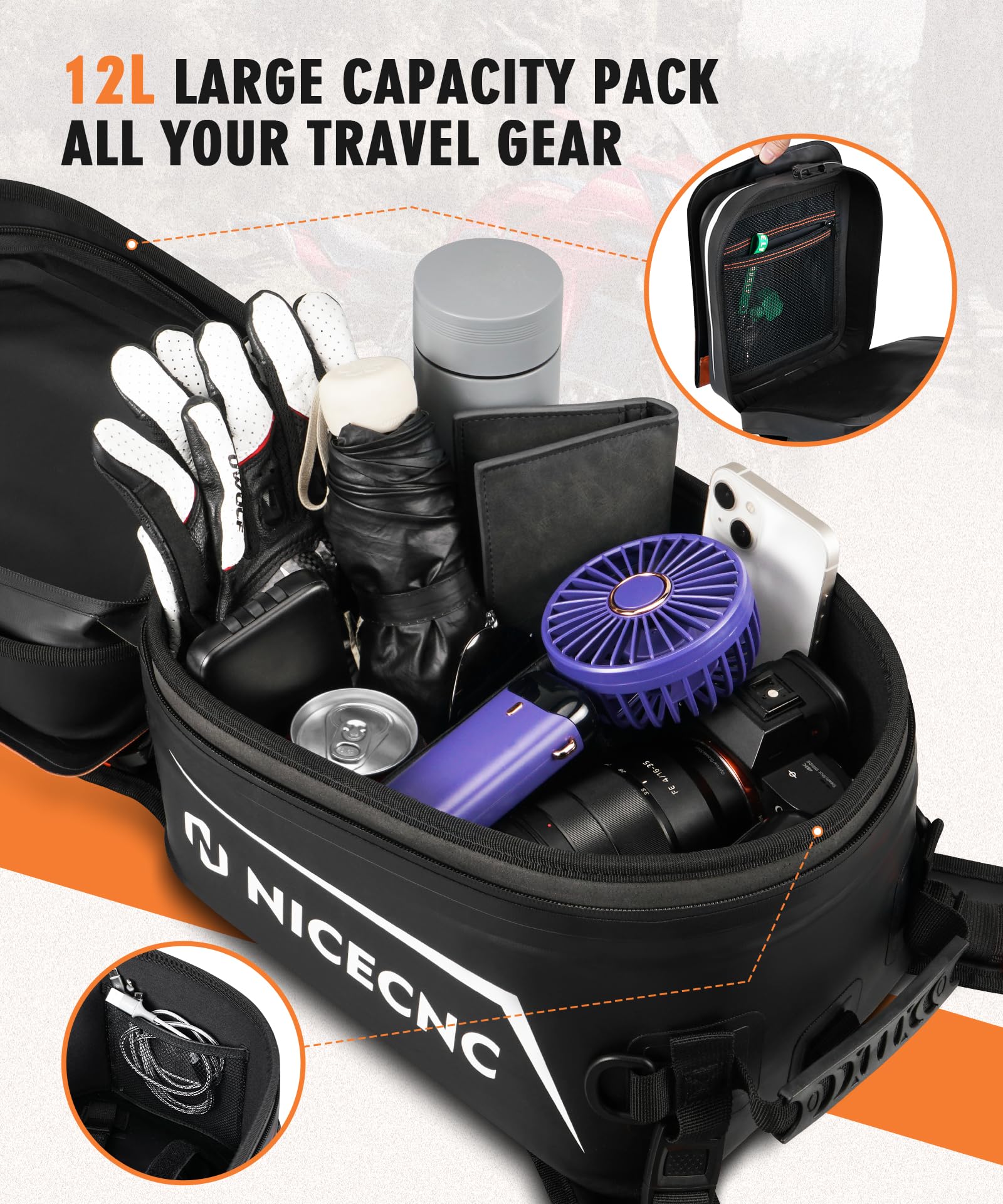 Amazon.com: NICECNC Upgraded Waterproof Motorcycle Tank Bag 12L