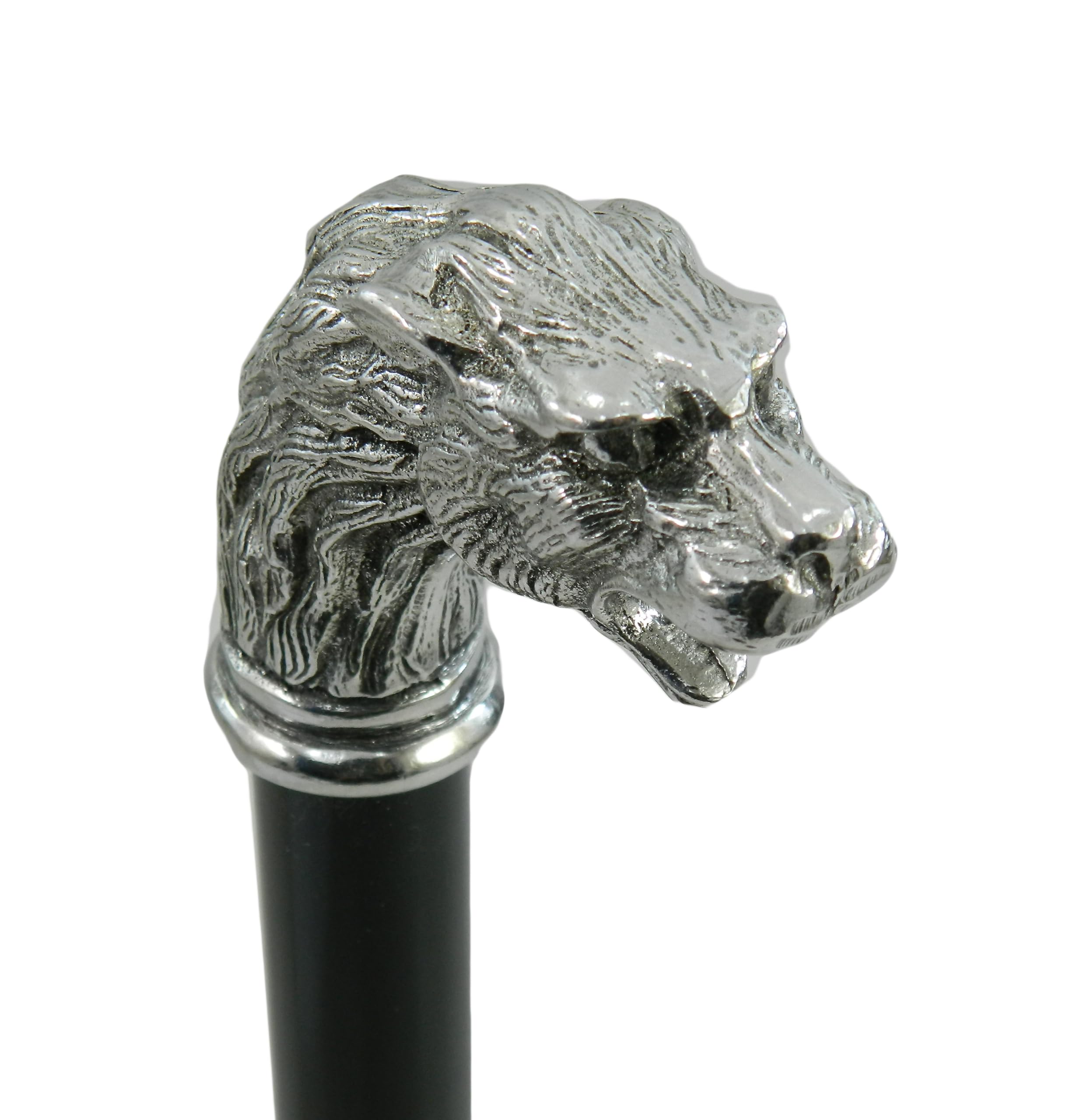 Bastón de paseo CAVAGNINI de madera y peltre puro León elegante para personas mayores, ceremonia (Faje natural)
