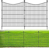 OutdoorFence 10 Panels No Dig Dog Fence - 32in Tall Rustproof Metal Garden Barrier, 23.6ft Yard Fencing for Pets & Animals