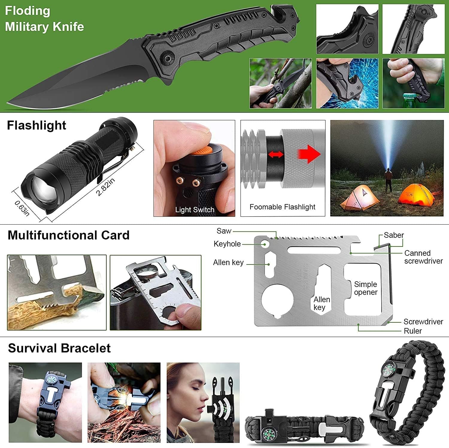 226Pcs Survival First Aid Kit, MOLLE Tactical Pouch, Outdoor Emergency Survival Gear, Portable Emergency Supplies for Camping Hiking Hunting Travel Car Boat Home Outdoor Adventures
