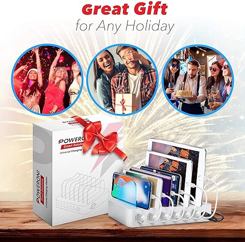 Miniatura 8 de Poweroni Base de carga USB - 6 puertos - Estación de carga rápida para múltiples dispositivos Apple - Estación de carga multidispositivo -
