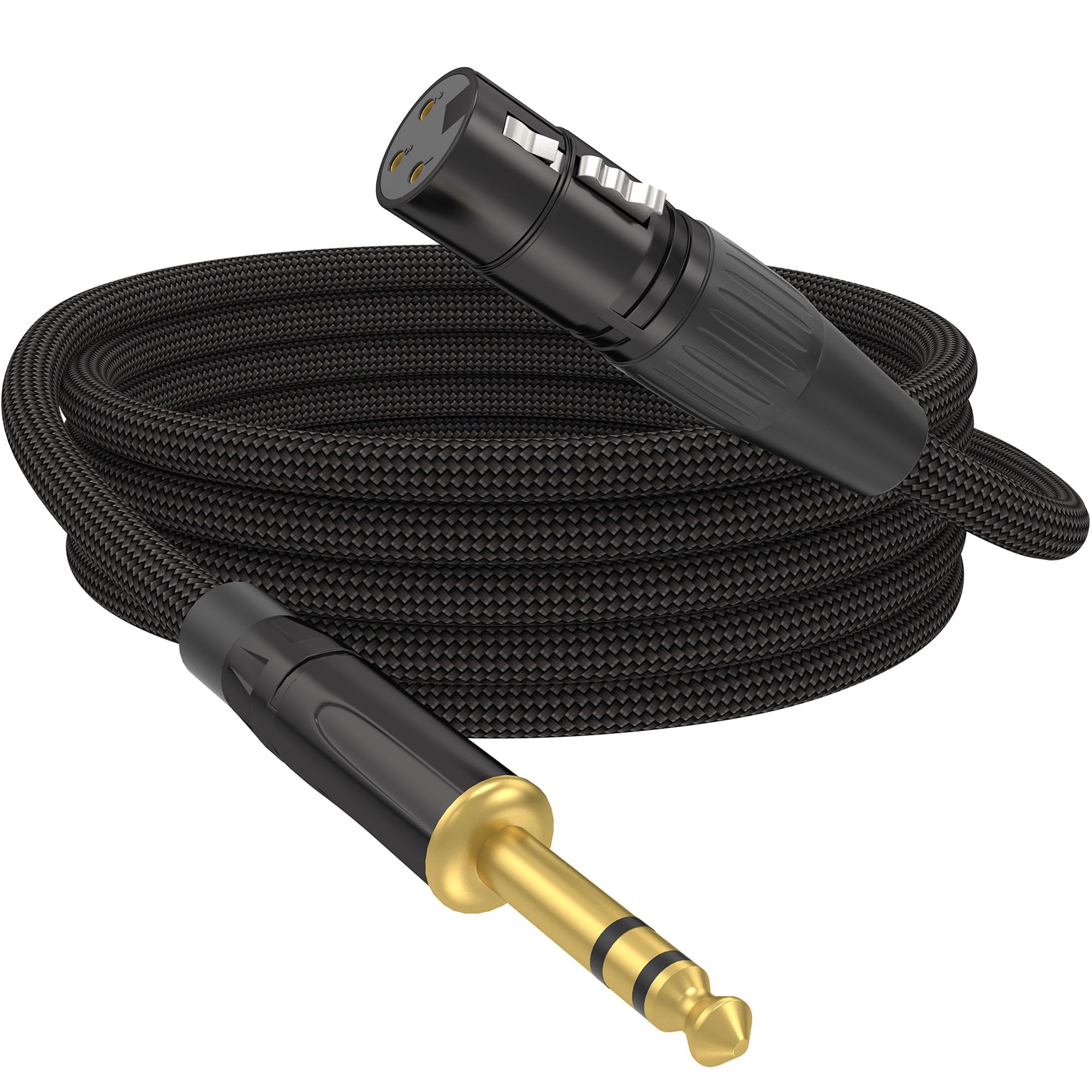 HOSONGIN XLR Female to 1/4 TRS Male Balanced Cable, 6.35mm Balanced Stereo Jack Cable with 3-Pin Connector, Nylon Braided for Live Sound, Electronic Organ, Mixers Studio Gear, 6 Feet