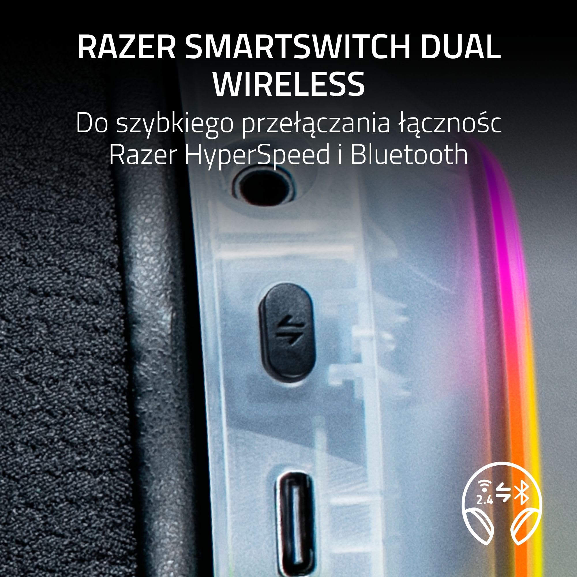 Razer Barracuda X Chroma Phantom White - bezprzewodowy zestaw słuchawkowy do gier na wiele platform - 285g - przetwornik Triforce 40mm - bezprzewodowa HyperSpeed i Bluetooth | Edycja Phantom White
