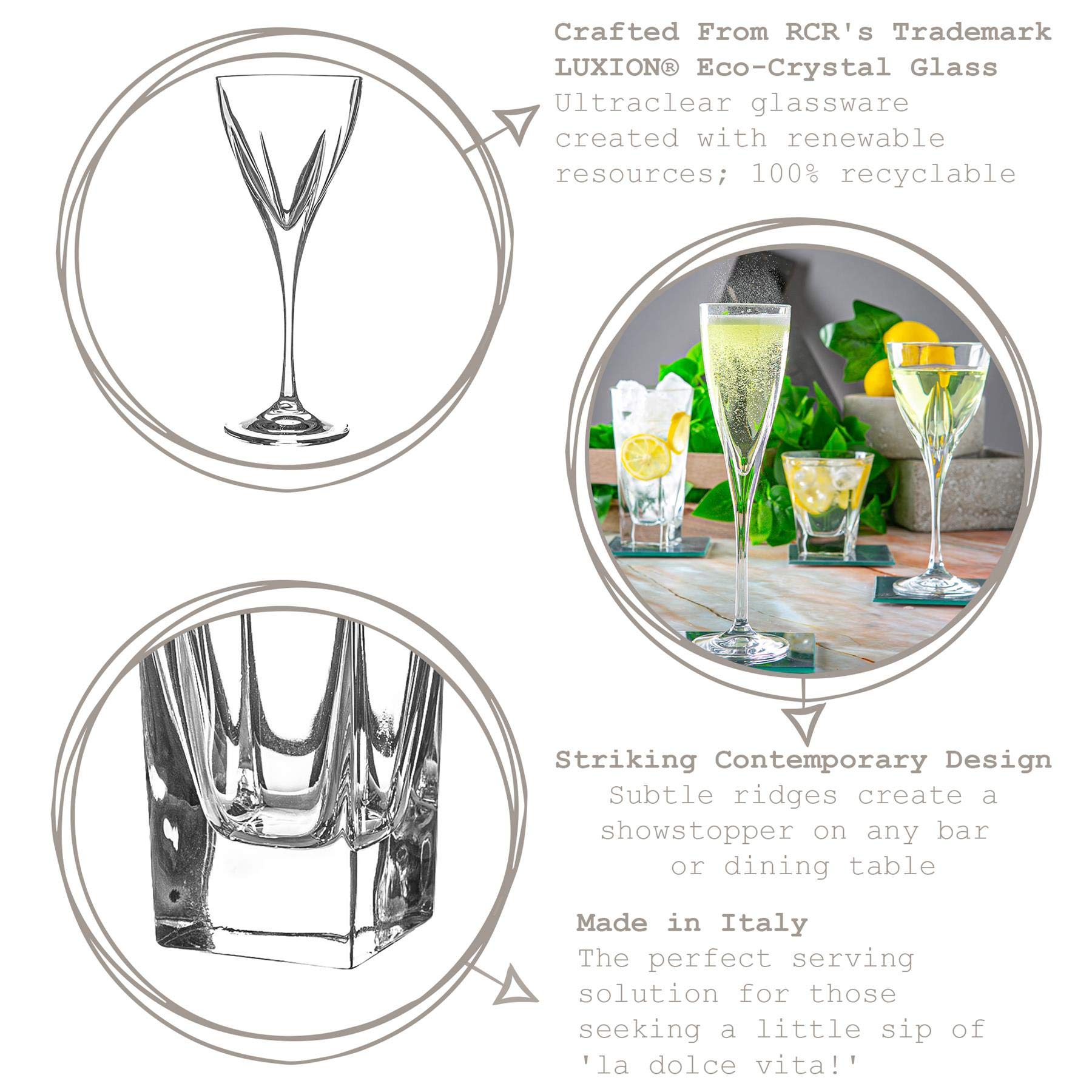 RCR Crystal Fusion Whiskey Brille Set - Moderne Schnittglas -Cocktail -Turler - 270ml - 12pc