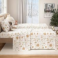 Vista 121 de Great Bay Home Christmas Flannel Sheet Set Full Size - 100% Turkish Cotton, Double-Brushed, Winter Bed Sheets - Ultra-Soft, Cozy, 4-Piece Holiday