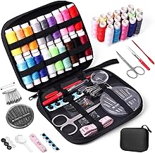 AADIVY 86 Pcs Sewing Kit, Sew Kit for Home, Traveler, Adults, Emergency- Premium Sewing Kits, Zipper Portable - Mini- Filled with Sewing Needles, Scissors, Thread, Tape Measure Set etc (Black)