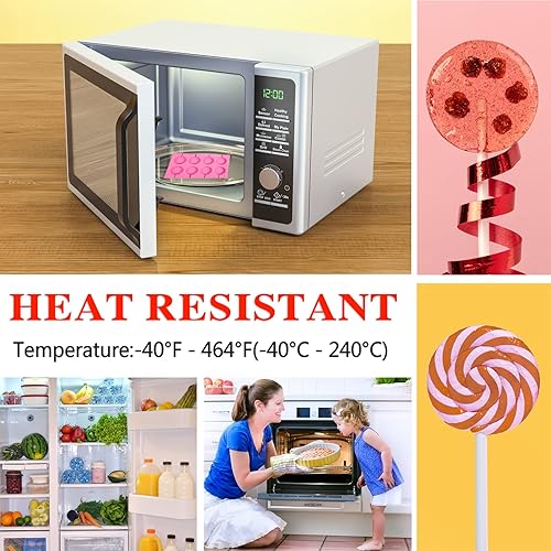 Miniatura 3 de Moldes redondos de silicona de 2 x 8 pulgadas antiadherentes para caramelos duros de chocolate molde de silicona con 20 varillas para caramelos