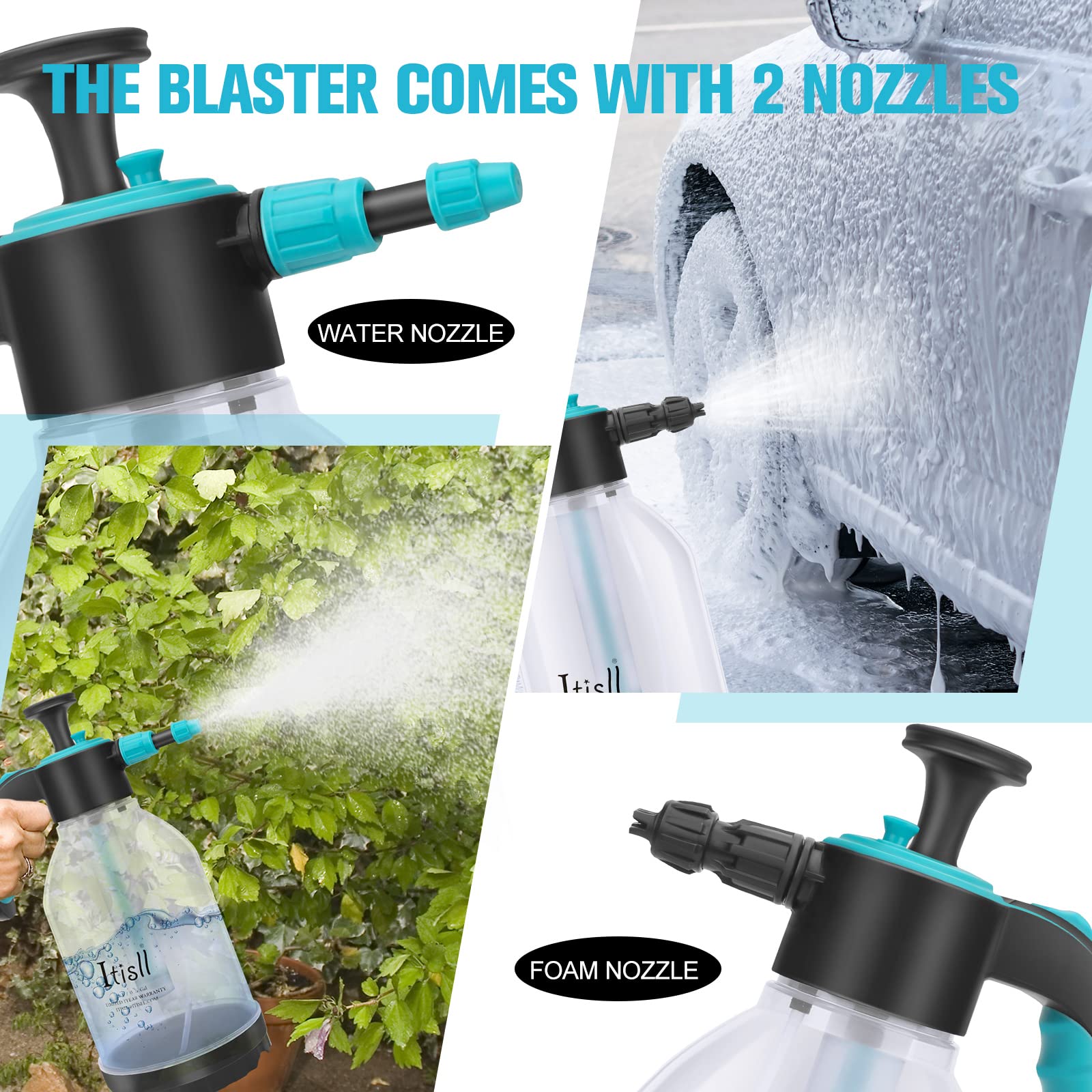 Itisll Manual Garden Sprayer Foam Nozzle Hand Lawn
