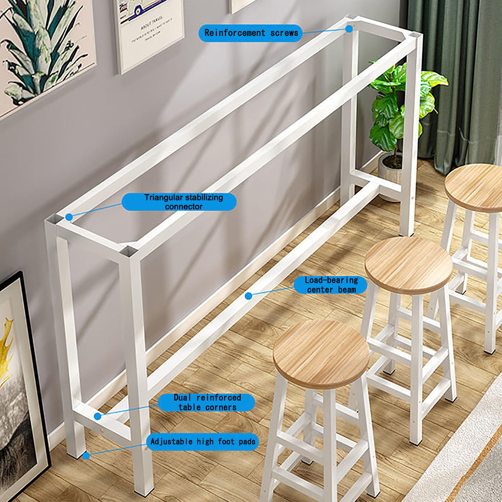 Mesa Alta Bar,Mesa Alta Cocina,Mesa De Bar Alta para Cocina,Mesa para Cocina,Mesa Barra Cocina Alta,Mesa De Cocina,Mesa Auxiliar Cocina,Adecuado para Bistro, Comedor, Cocina (sillas no Incluidas)