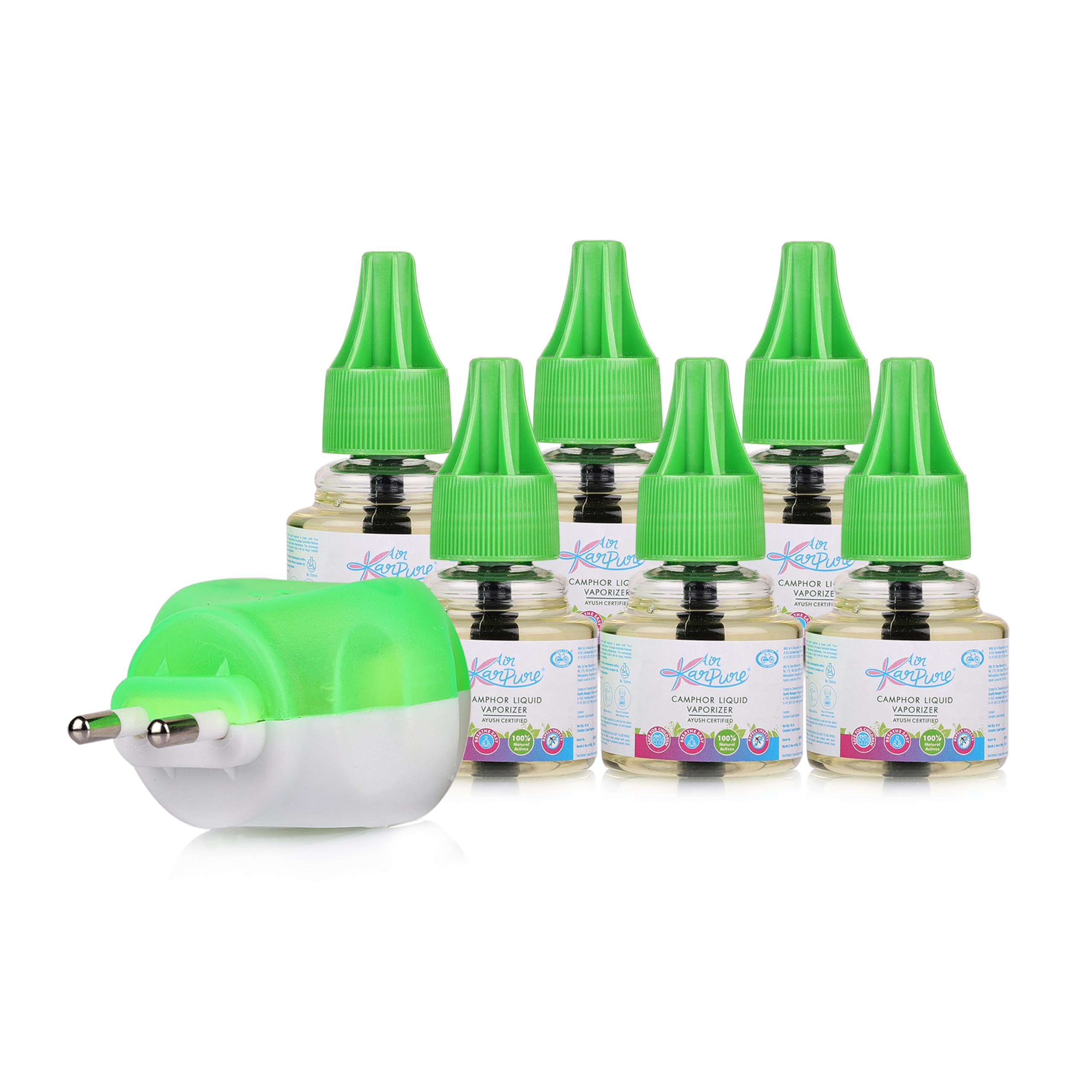 Cycle Pure Karpure Camphor Mosquito Repellent Machine with Refill - Pack of 6, 45 ML each | Original Kapoor Fragrance | Mosquito Liquid Vaporiser | Ayush Certified | Baby & Skin Safe, Pet Friendly