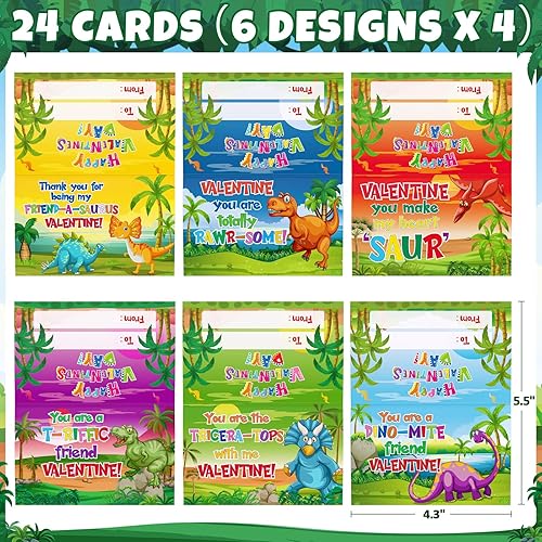 Miniatura 7 de Asoulin Recuerdos de fiesta para niños, paquete de 24 juguetes de bloques de construcción de dinosaurios con tarjetas de regalo para niños, aula,