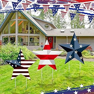 Pickmesh 3 Pcs Metal 4th of July Yard Signs 27.8'' H Barn Garden Stakes ...
