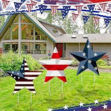 Pickmesh 3 Pcs 4th of July Metal Yard Signs 27.8 H Patriotic Star Theme Garden Stakes Outdoor Waterproof Lawn Signs for Memorial Day Independence Day 250th Anniversary Patio Walkway Pathway Decor