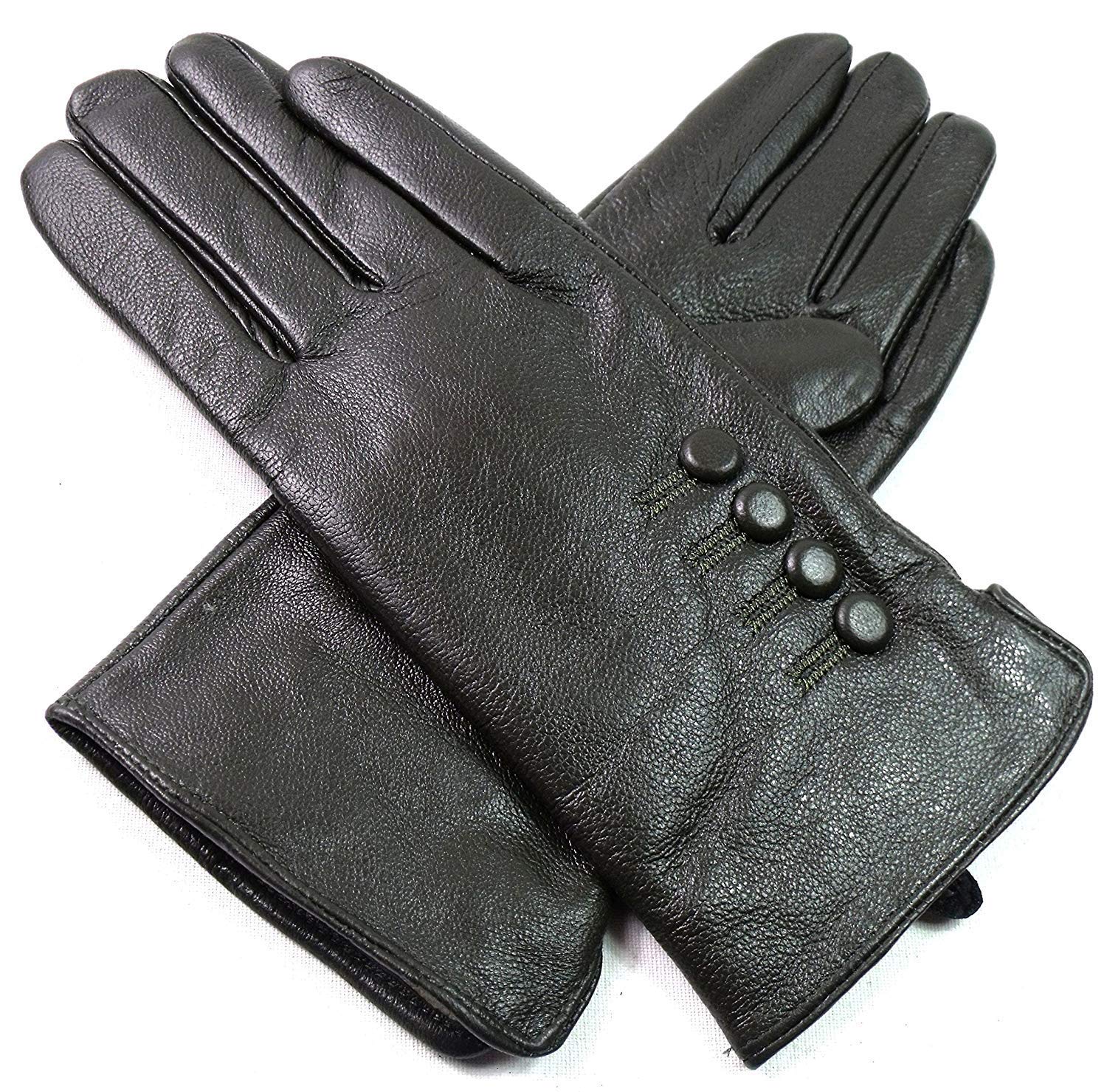 The Leather Emporium Women's Dark Green Premium Genuine Leather Gloves (X Large, )