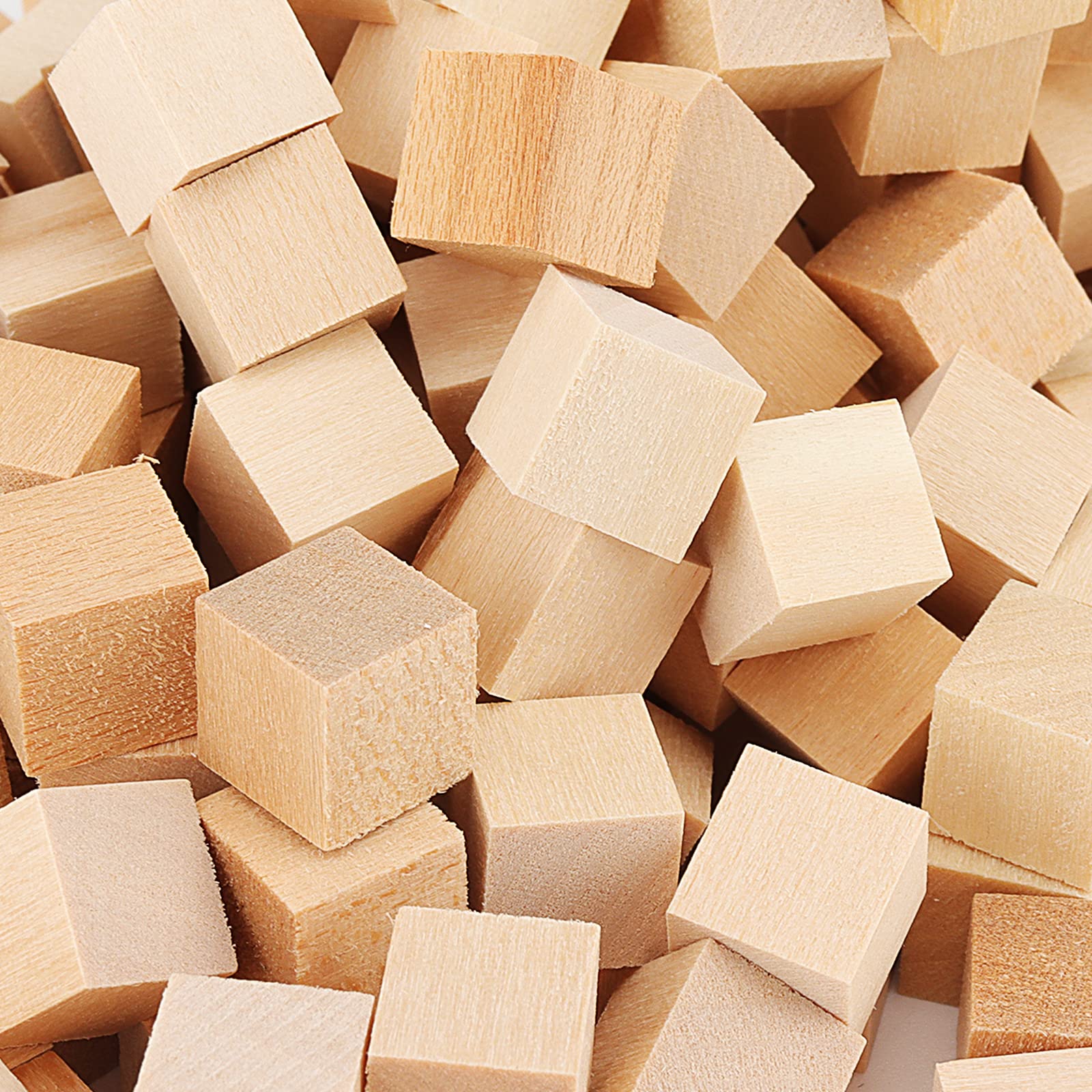 LEXININ Małe drewniane kostki, 500 szt., 1 x 1 x 1 cm, mini naturalne niedokończone klocki drewniane, puste kwadratowe kostki drewniane do rzemiosła, bloków alfabetu, tworzenia puzzli i projektów DIY