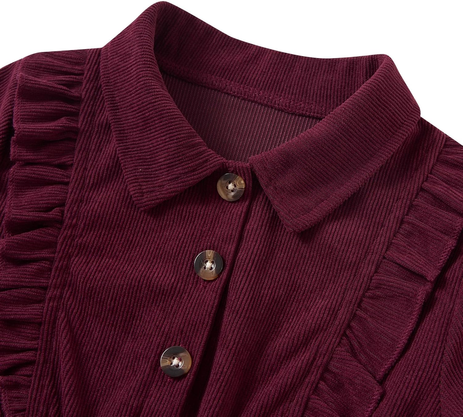 Vieille Toddler Long Sleeve Dress Girl Ruffle Fall Dress Kids Solid Casual Outfits 2-6T - Image 4