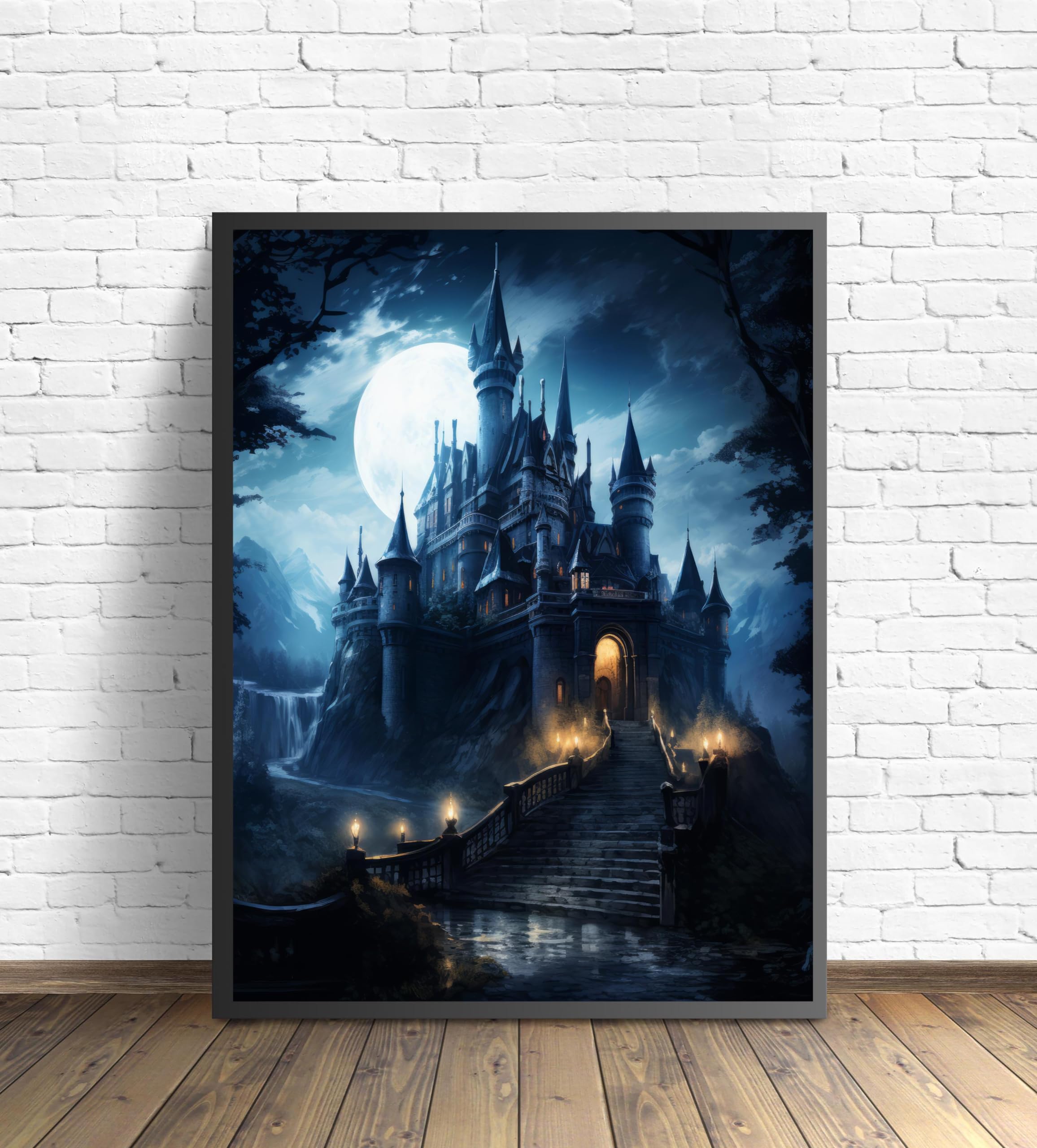 Amazon.com: Gothic Castle in Moonlight Art Poster Print, Haunted