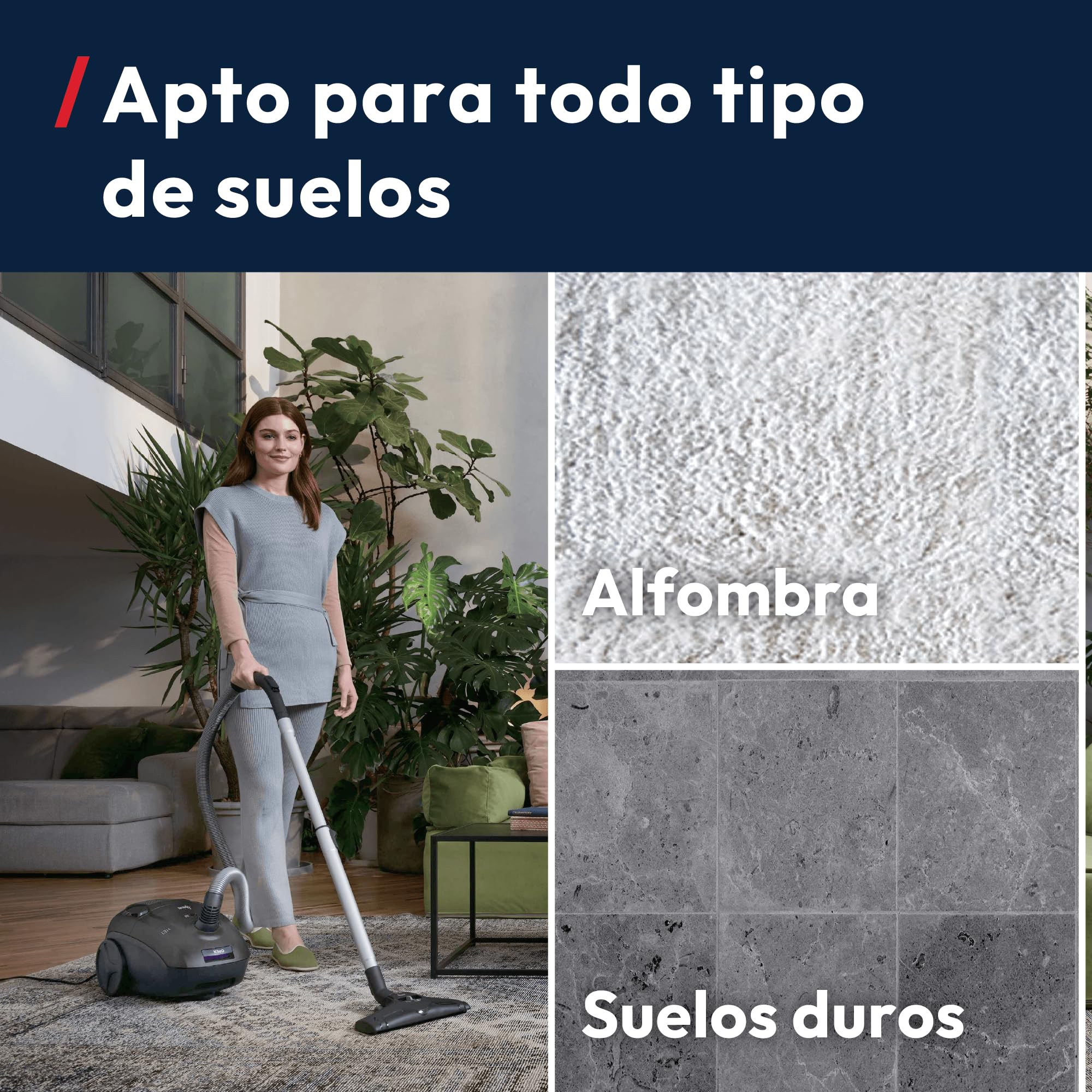 Hoover HE1 Aspiradora de Trineo con Bolsa Compacta | Todos los Suelos | Con Cable, Radio de Acción 7,5m, Capacidad de Bolsa 2,5L, Filtro EPA, Accesorios Incluidos