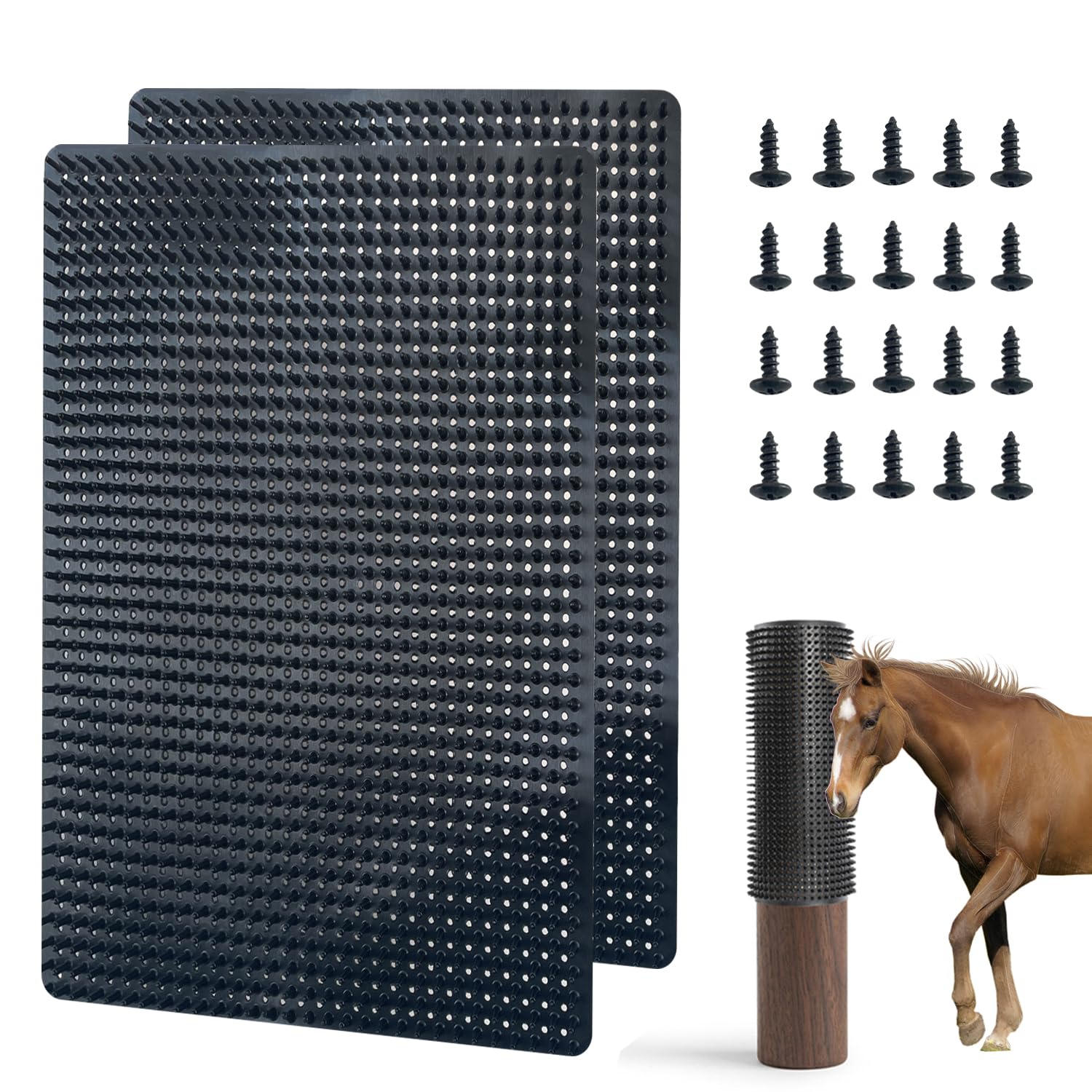 2 pcs Horse Cattle Scratchers, Horse Scratching Post, Super Soft Massage Brush Kit for Equine Bovine, Scratching Itch Relief Pad for Small Farm Animal