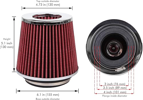 Miniatura 2 de Filtro de aire para motor de sujeción Cartman, se ajusta a tubo de entrada con diámetro de 33.54 pulgadas, filtro de repuesto de alto rendimiento