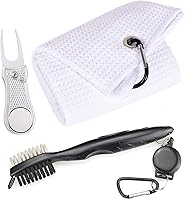 Vista 34 de Mile High Life Toalla de golf de microfibra con patrón de gofres Cepillo limpiador de ranuras para club Herramienta plegable con marcador